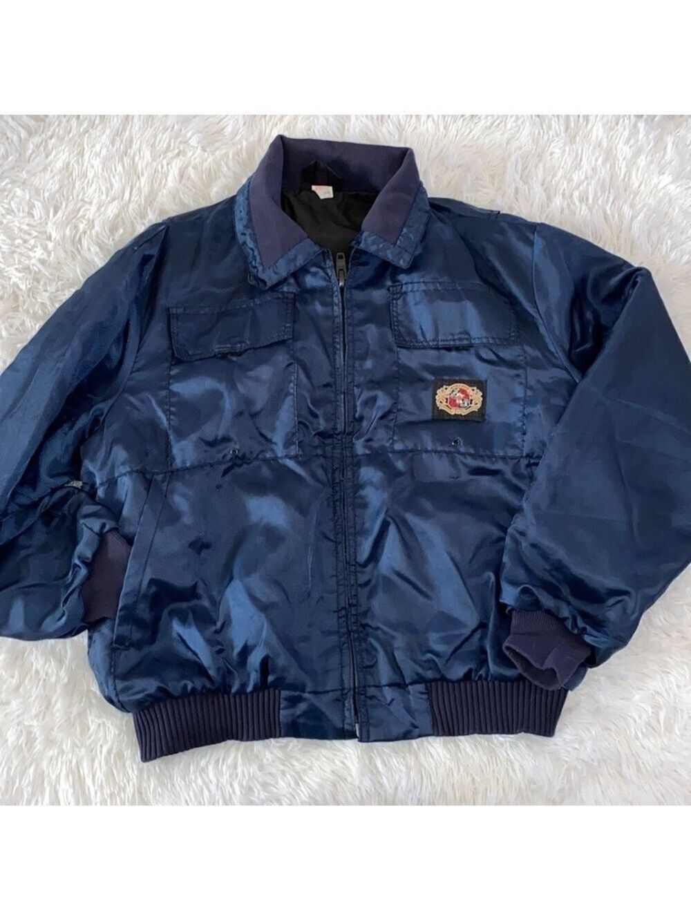Vintage 90’s nylon navy blue bomber jacket